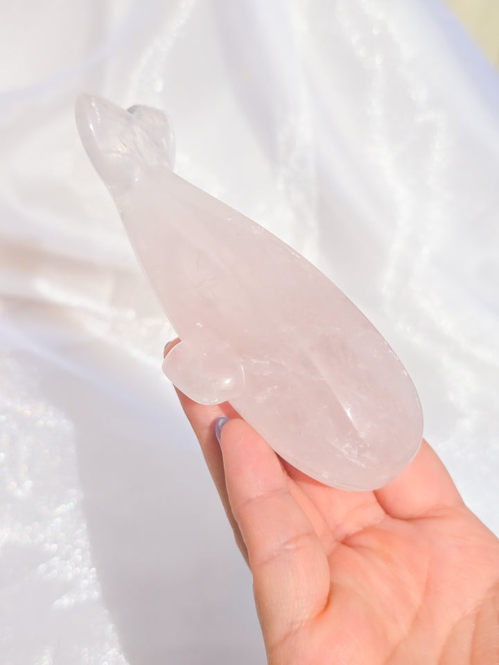 Brazilian Rose Quartz Whale Carving