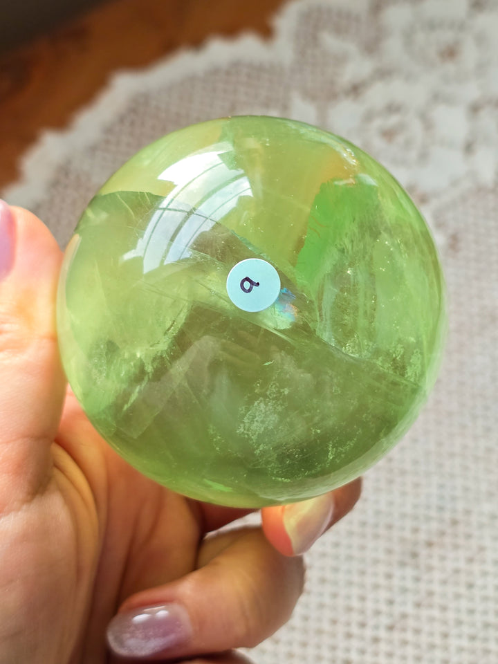 Green Apple 🍏 Fluorite Sphere a