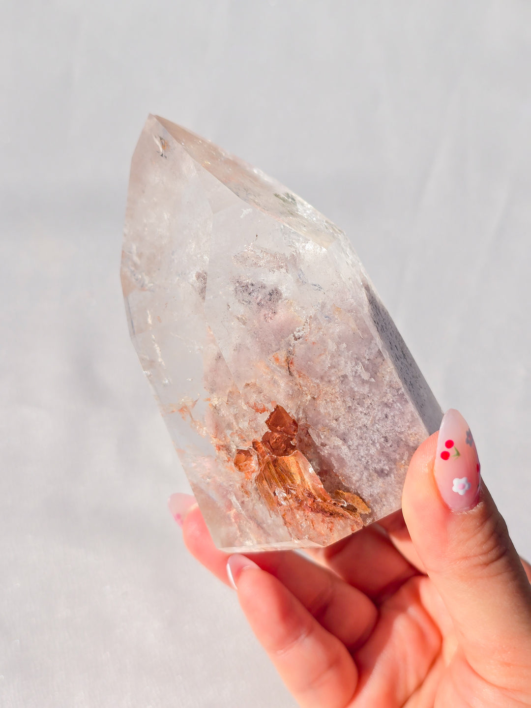 Pink Lithium And Garden Quartz Tower Statment