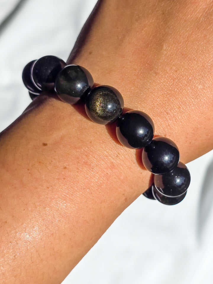 Gold Sheen Obsidian 14mm bracelet