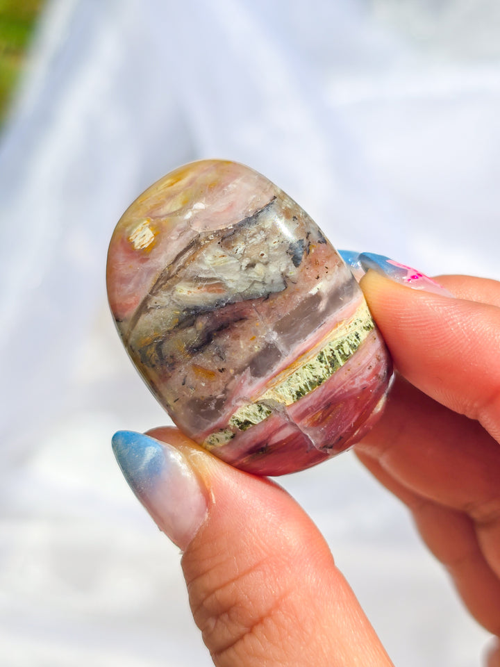 Strawberry 🍓 and Lime Opal Sorbet Palm Stone.