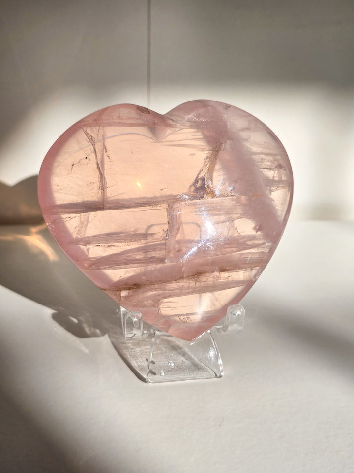 Super Clear Puffy Rose Quartz Heart