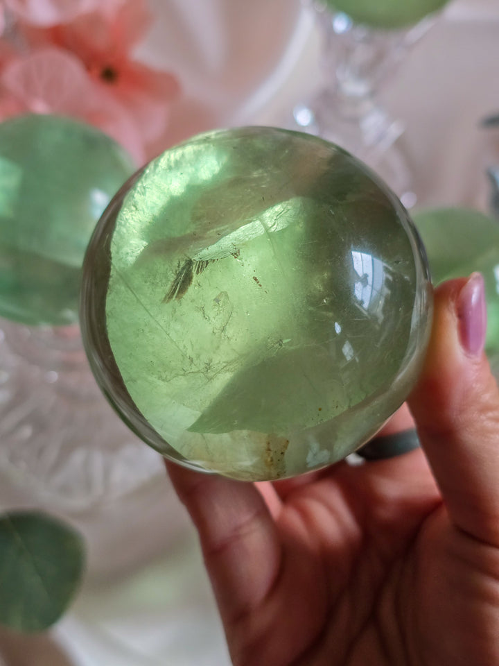 Green Apple 🍏 Fluorite Sphere a