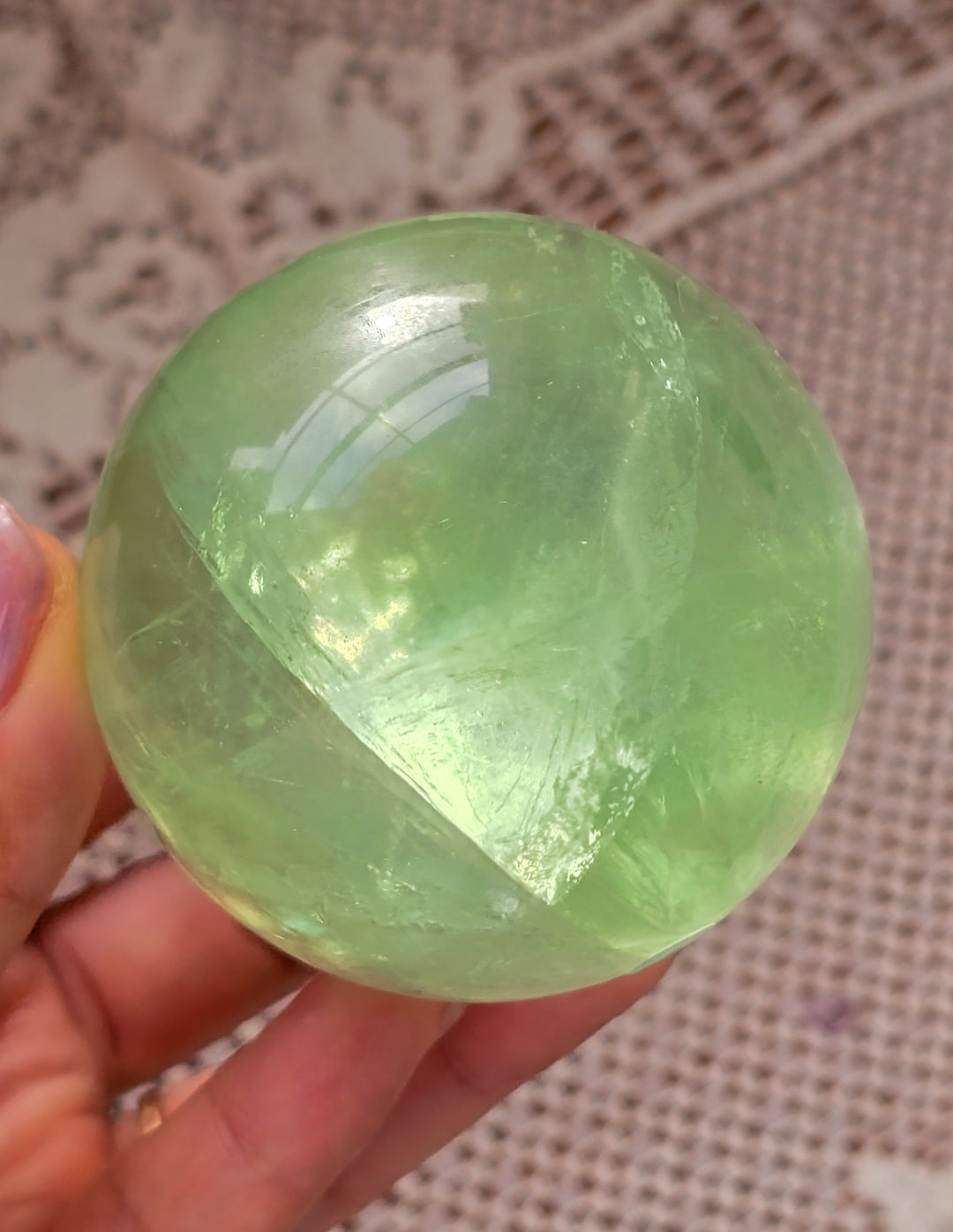 Green Apple 🍏 Fluorite Sphere c