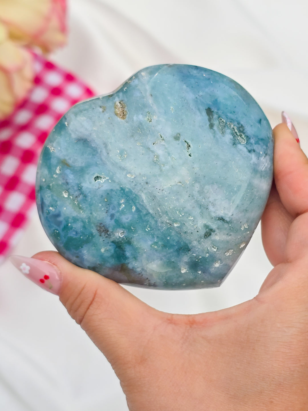 Sea Jasper Puffy Heart M