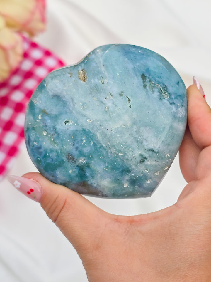 Sea Jasper Puffy Heart M