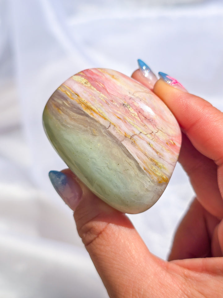 Strawberry 🍓 and Lime Opal Sorbet Palm Stone.