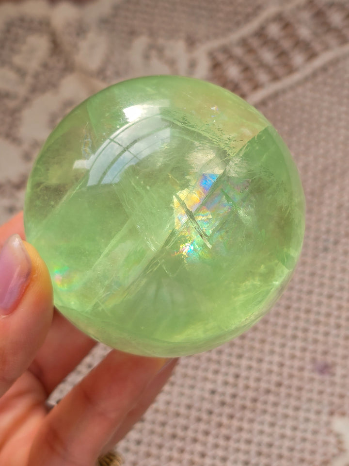 Green Apple 🍏 Fluorite Sphere c