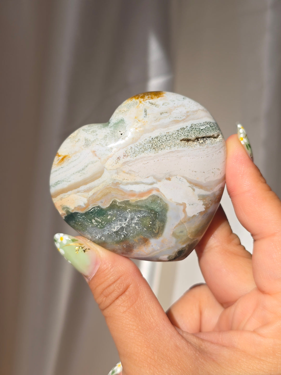 Sea Jasper Puffy Heart o15