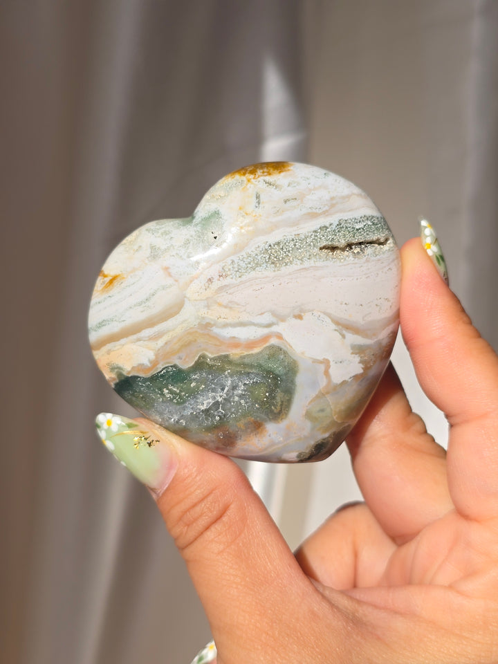 Sea Jasper Puffy Heart o15