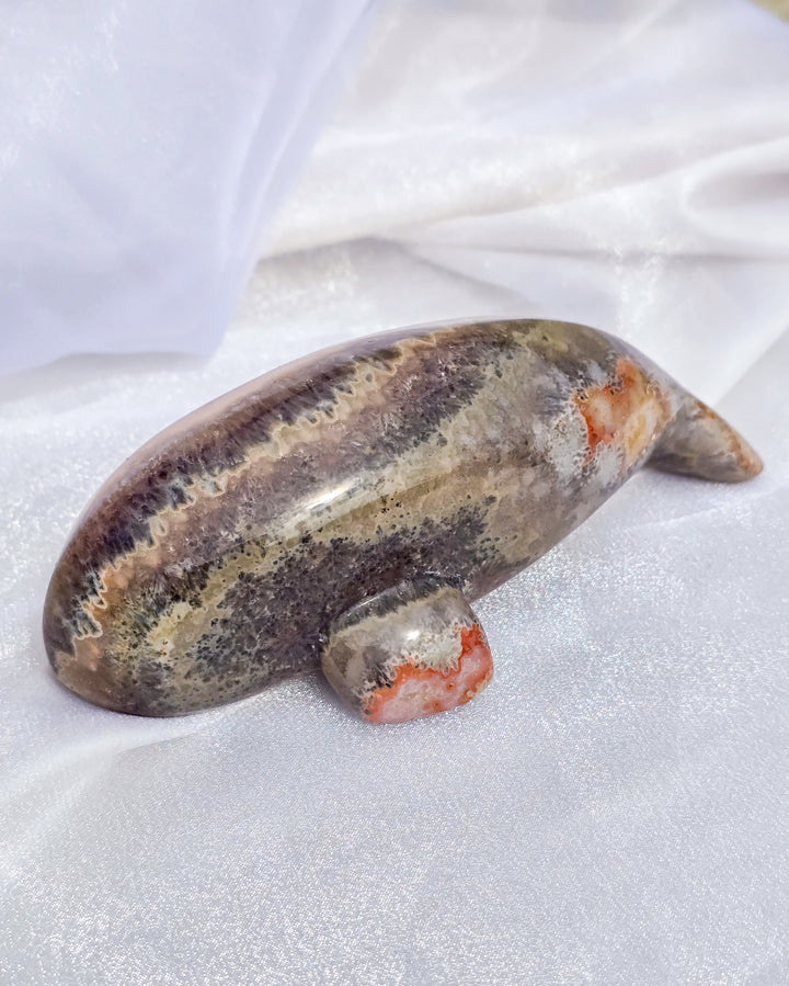 Quartz, Amethyst, &amp; Chalcedony Whale Carving