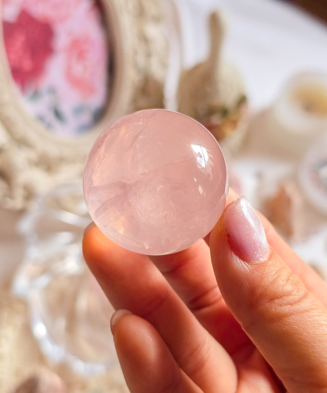 Rose Water Rose Quartz Sphere j