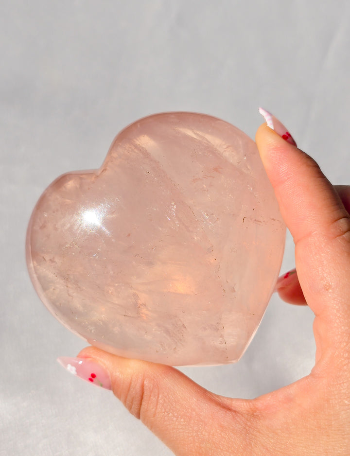 Rose Quartz Puffy Heart D