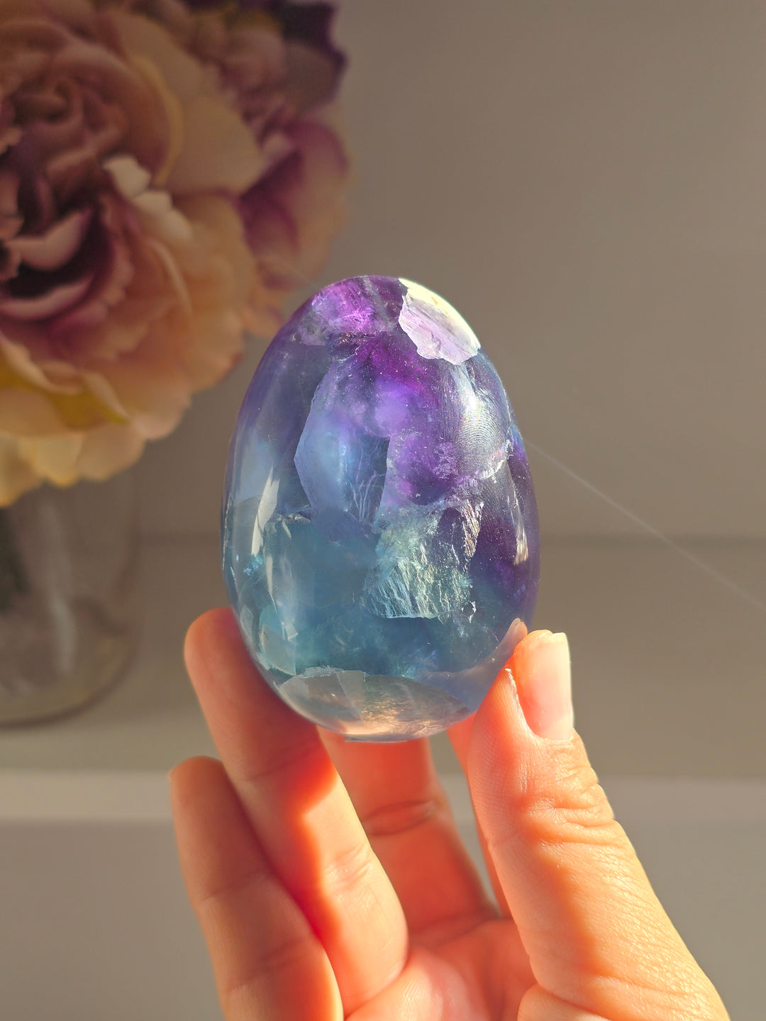 Moody Rainbow Fluorite Egg A