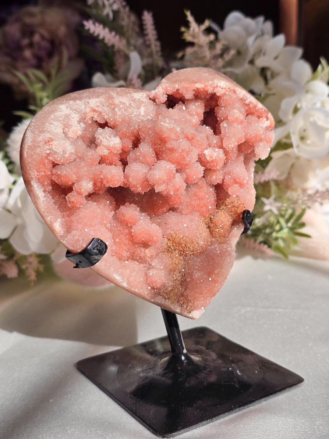 Pink Amethyst 💖 Heart on Stand