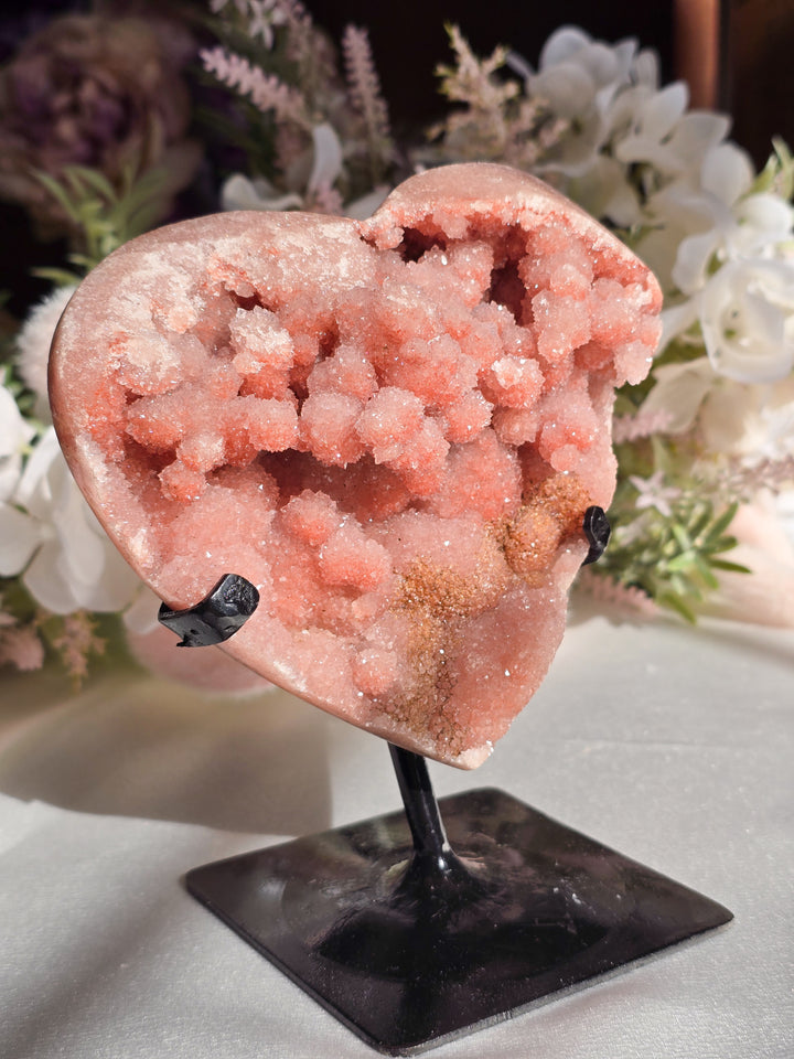 Pink Amethyst 💖 Heart on Stand