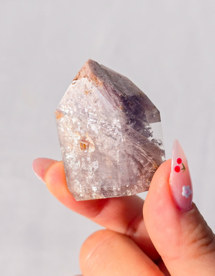 Pink Lithium with Garden Quartz Tower H