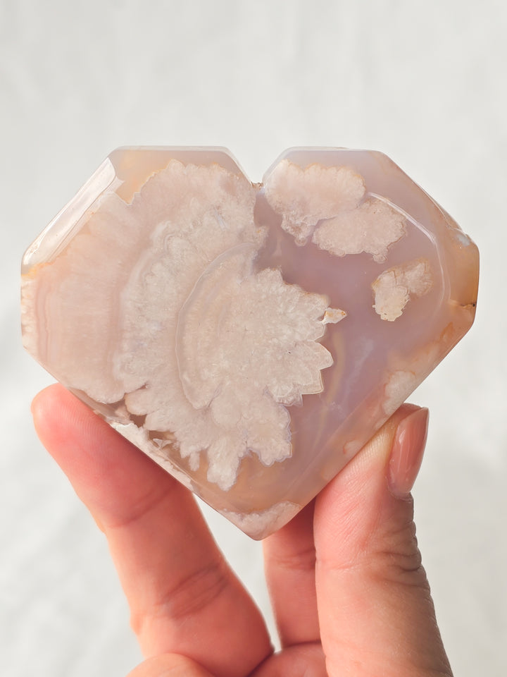 You Pick, Faceted Flower Agate Heart