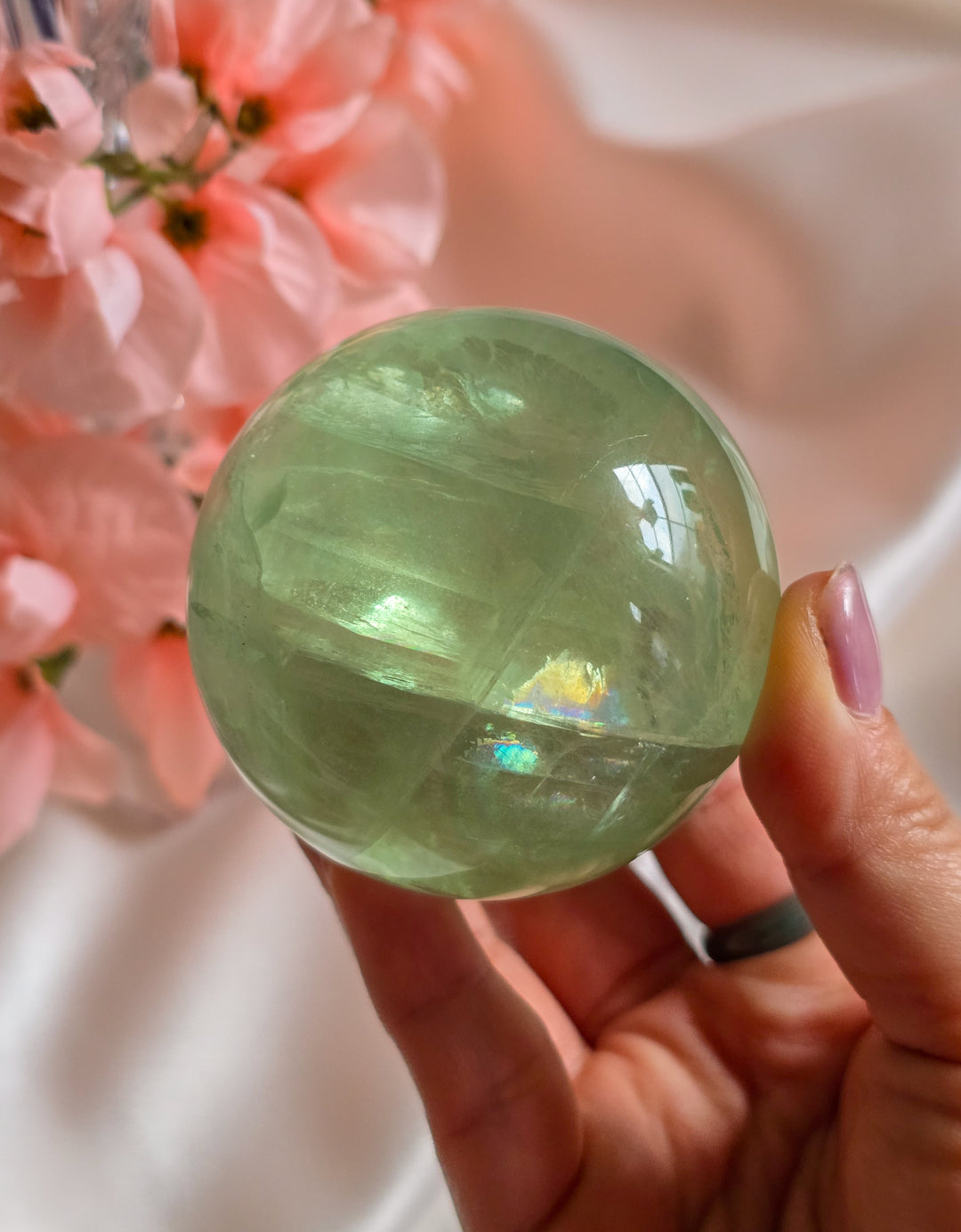 Green Apple 🍏 Fluorite Sphere c