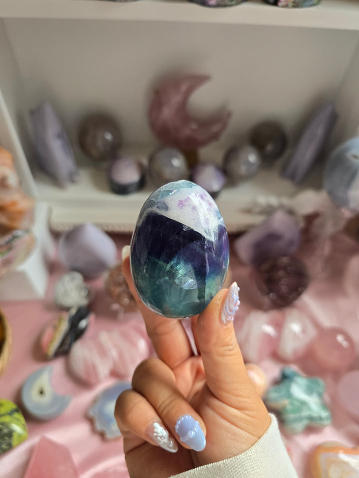 Moody Rainbow Fluorite Egg B