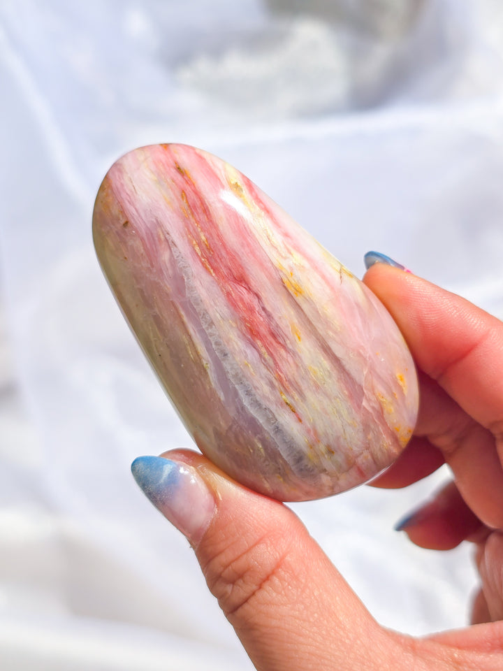 Strawberry 🍓 and Lime Opal Sorbet Palm Stone.