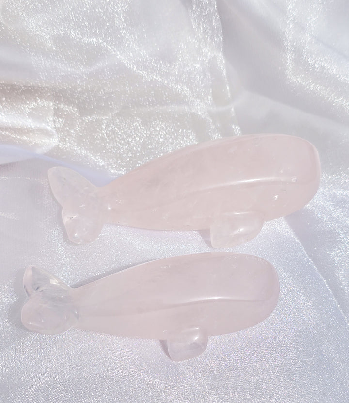 Brazilian Rose Quartz Whale Carving