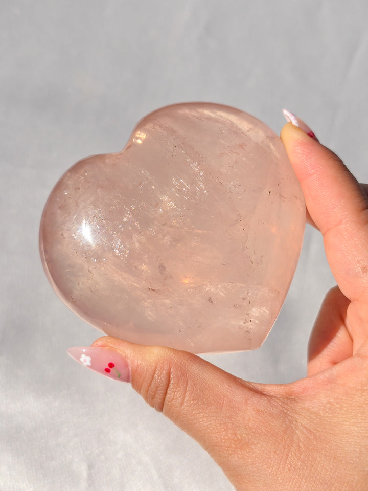 Rose Quartz Puffy Heart D