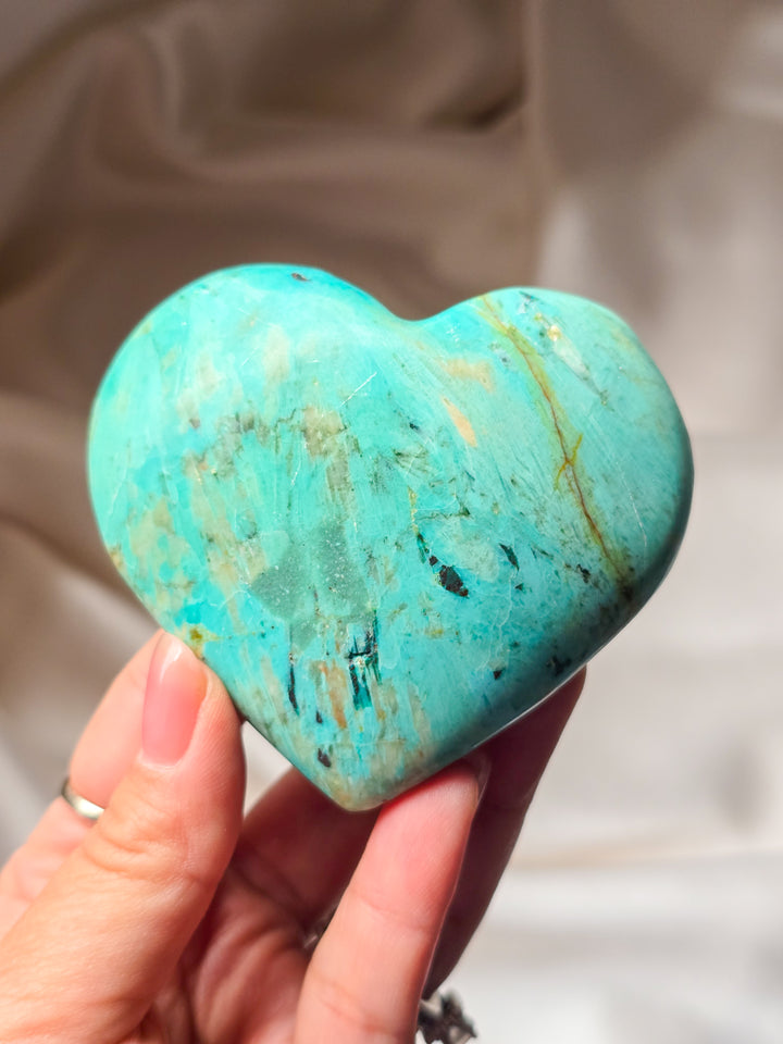 Peruvian Chrysocolla Puffy Hearts A
