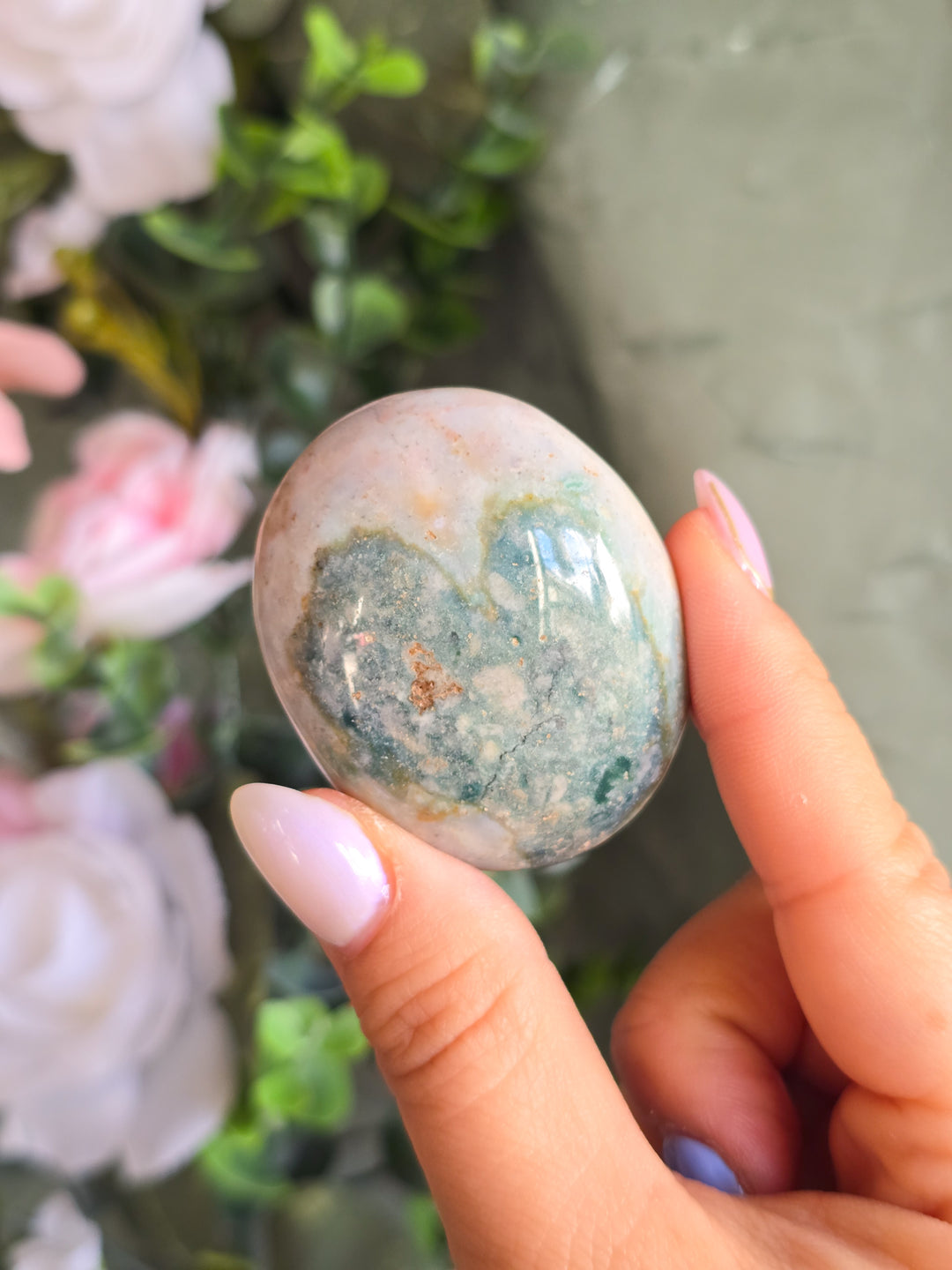 You Pick, Muted Pastel Sea Jasper Palm Stone
