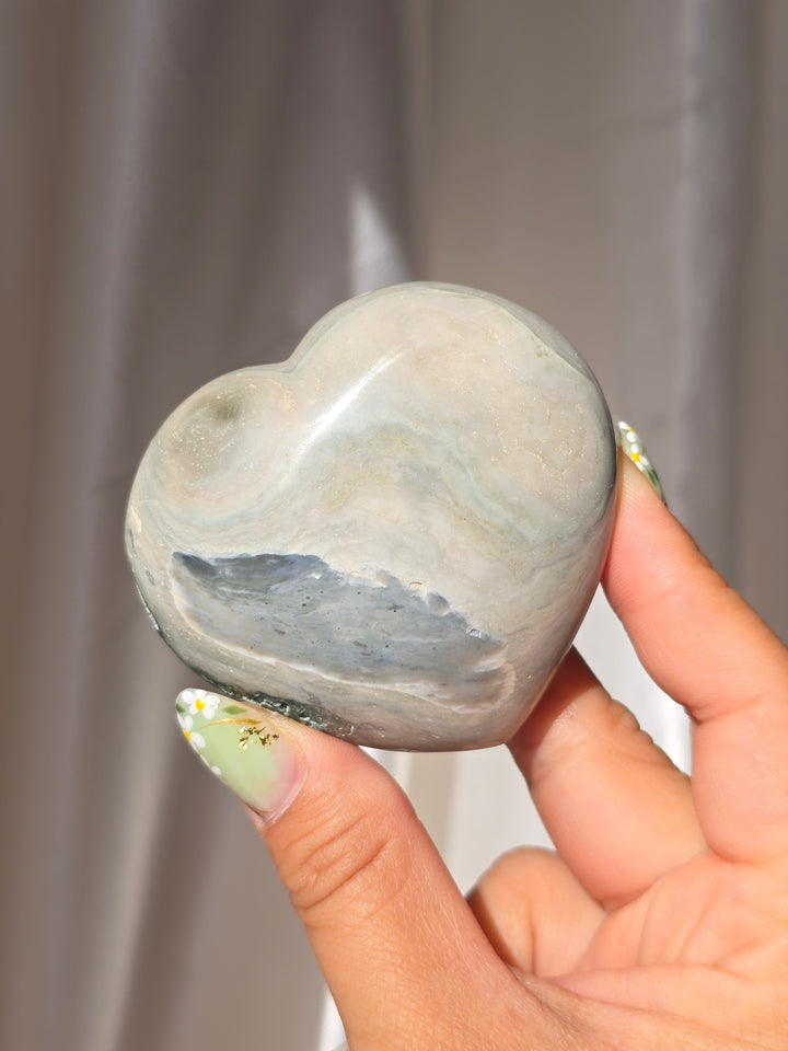 Sea Jasper Puffy Heart m13