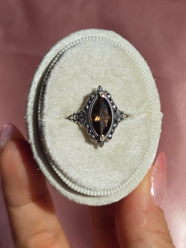 Adjustable SS Smokey Quartz Ring