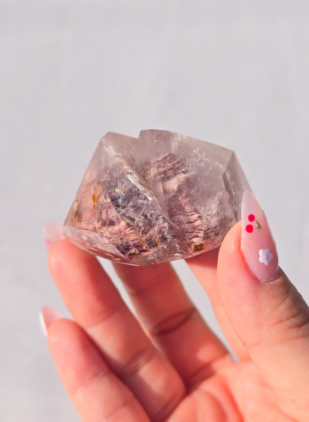 Pink Lithium with Garden Quartz Tower G