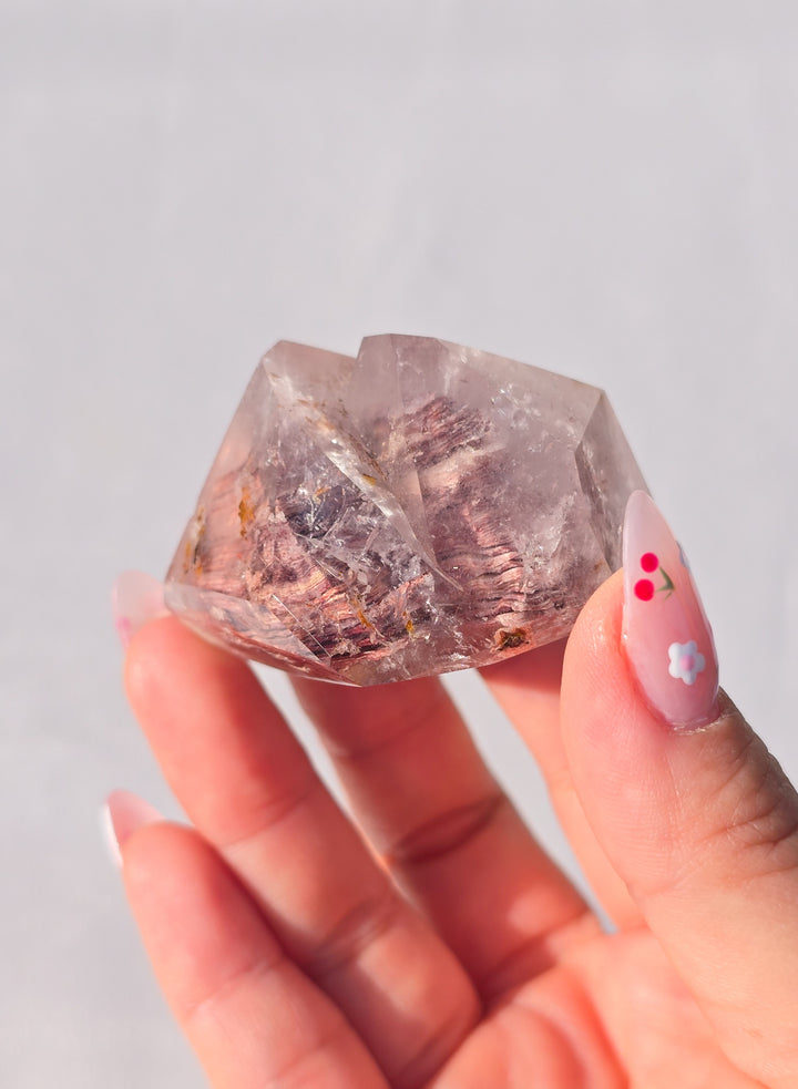 Pink Lithium with Garden Quartz Tower G