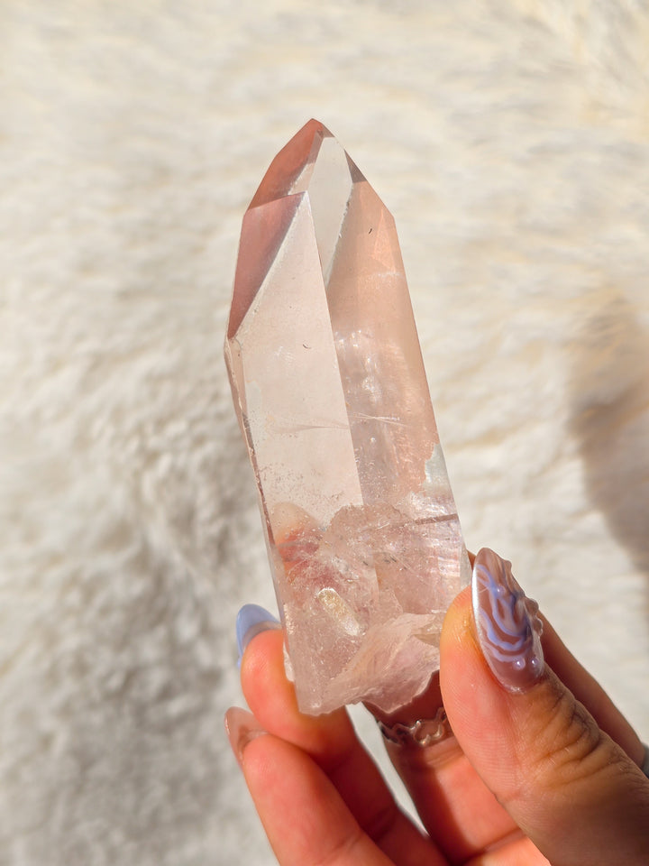 Pink Lemurian Quartz Point