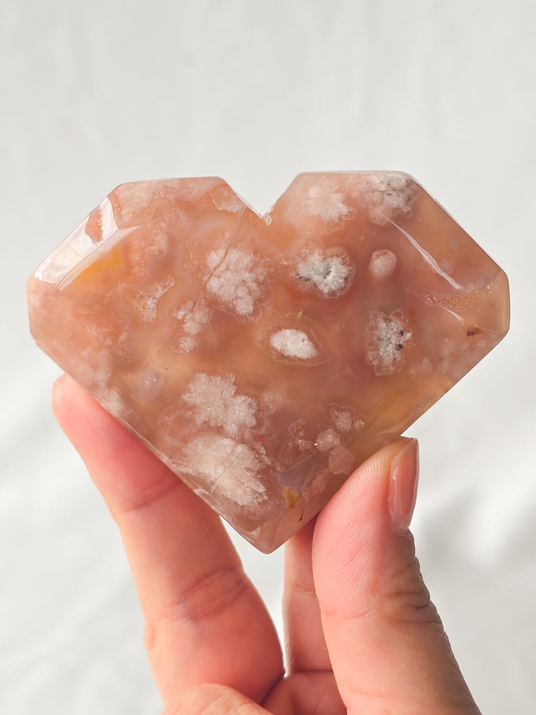 You Pick, Faceted Flower Agate Heart