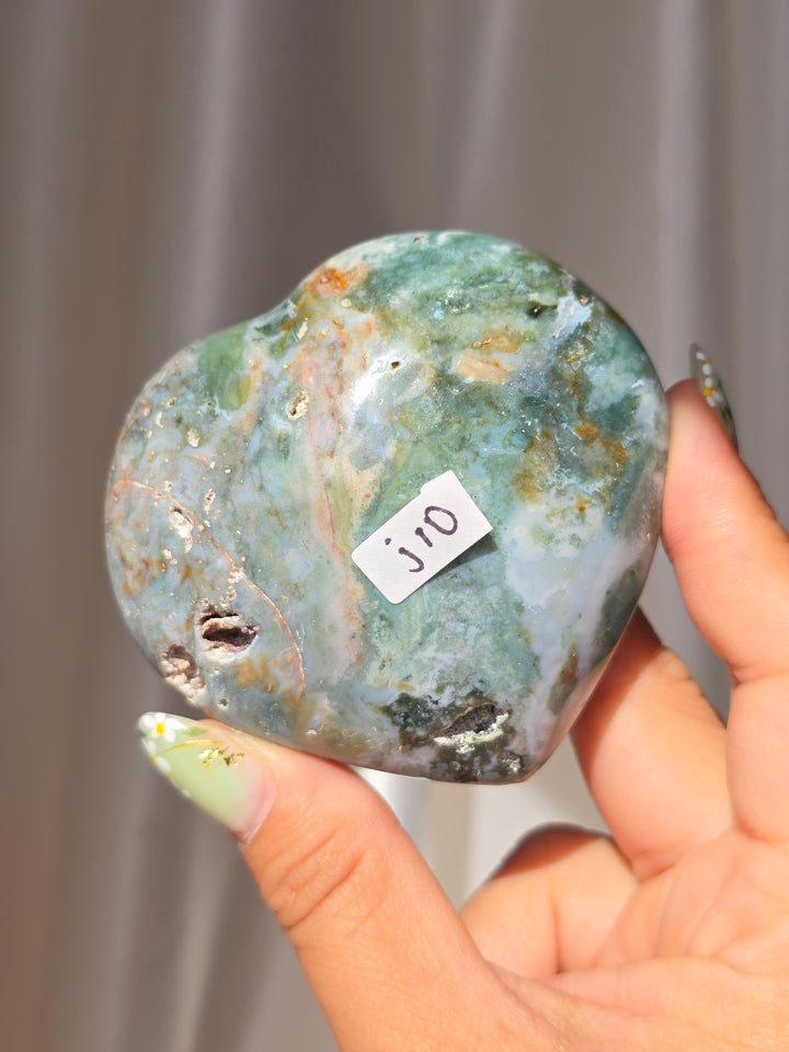 Sea Jasper Puffy Heart j10