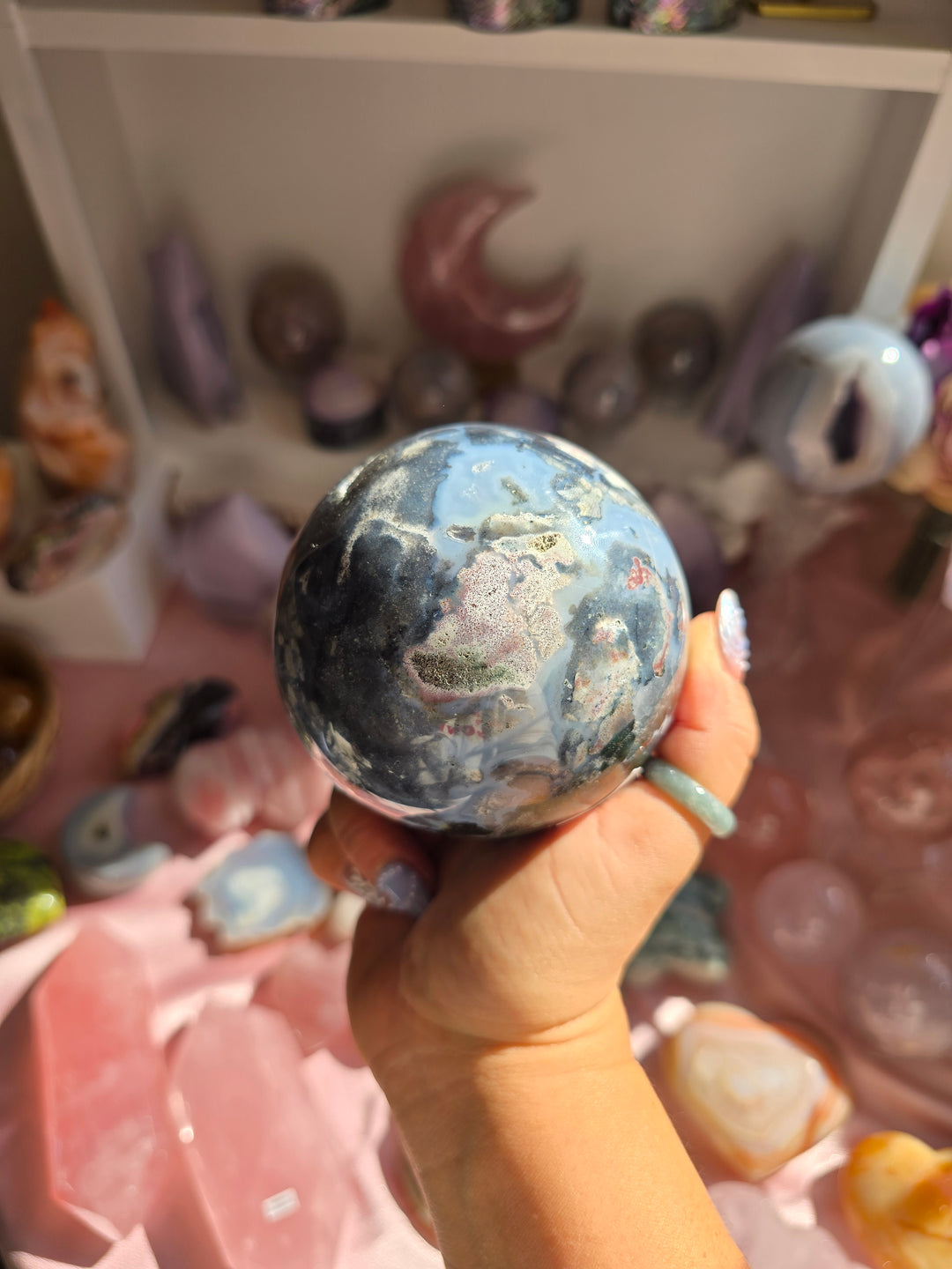 Cosmic Blue Sea Jasper Sphere