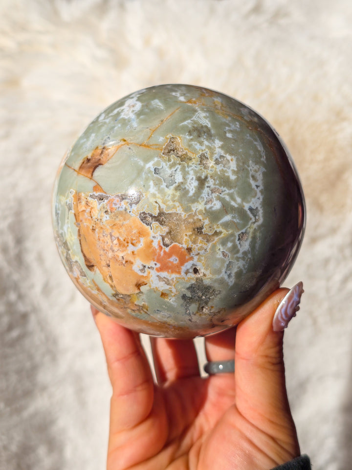Sage Green Ibis Jasper Sphere