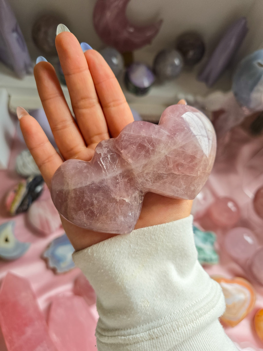 Double Purple Rose Quartz Heart B