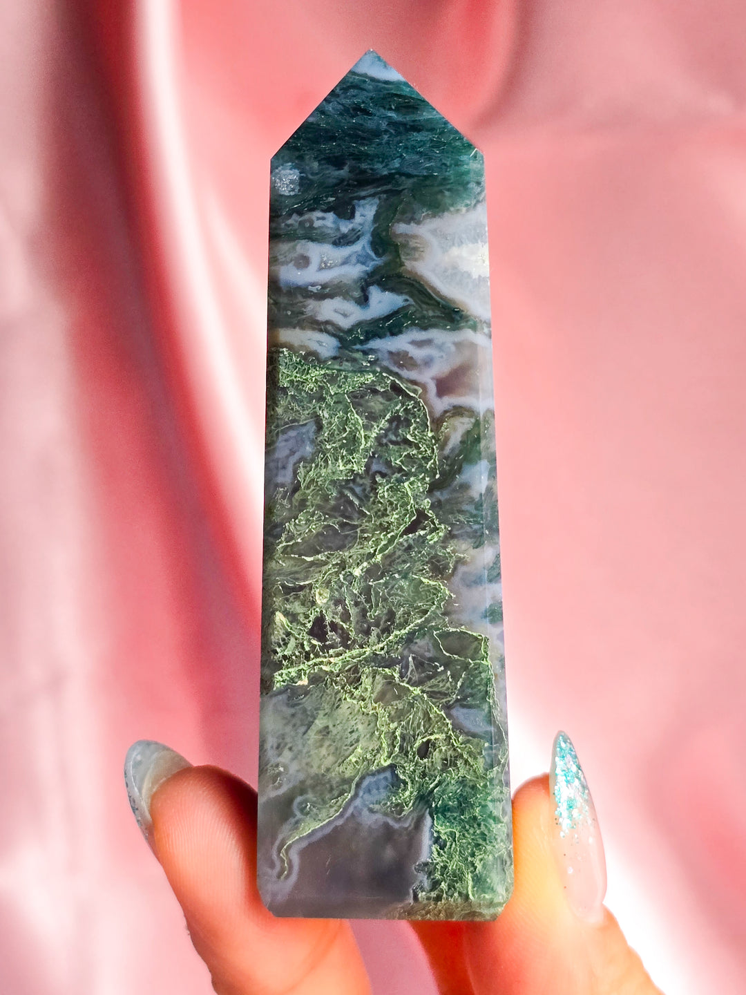 Moss Agate Tower from India