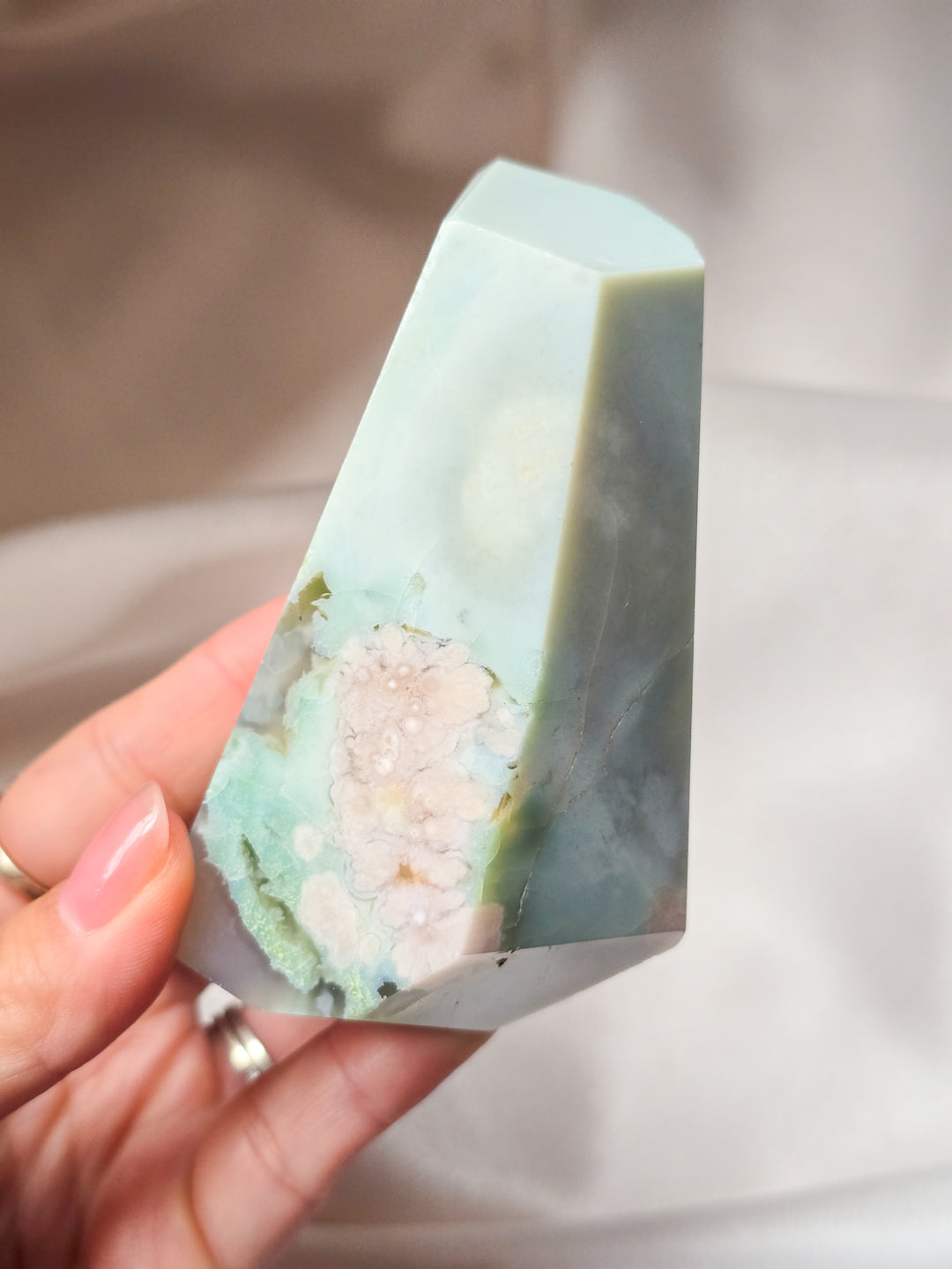 Milky Green Flower Agate Gushers