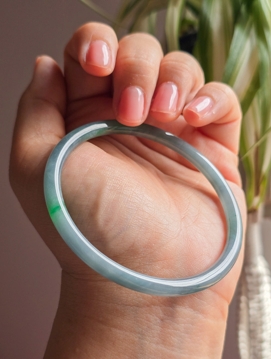 Guatemalan Blue Water Jade Thin Bangle A