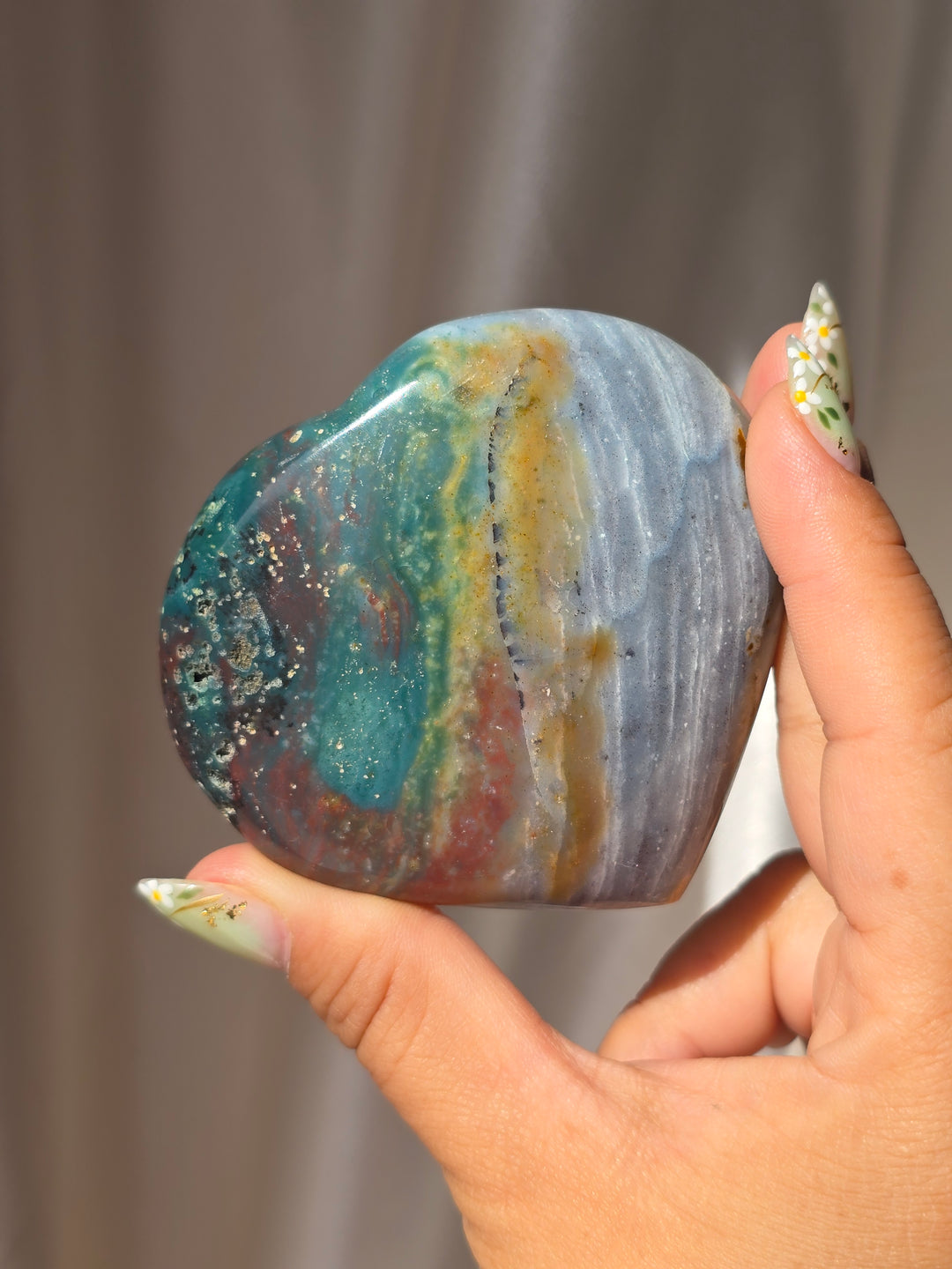 Sea Jasper Puffy Heart f6