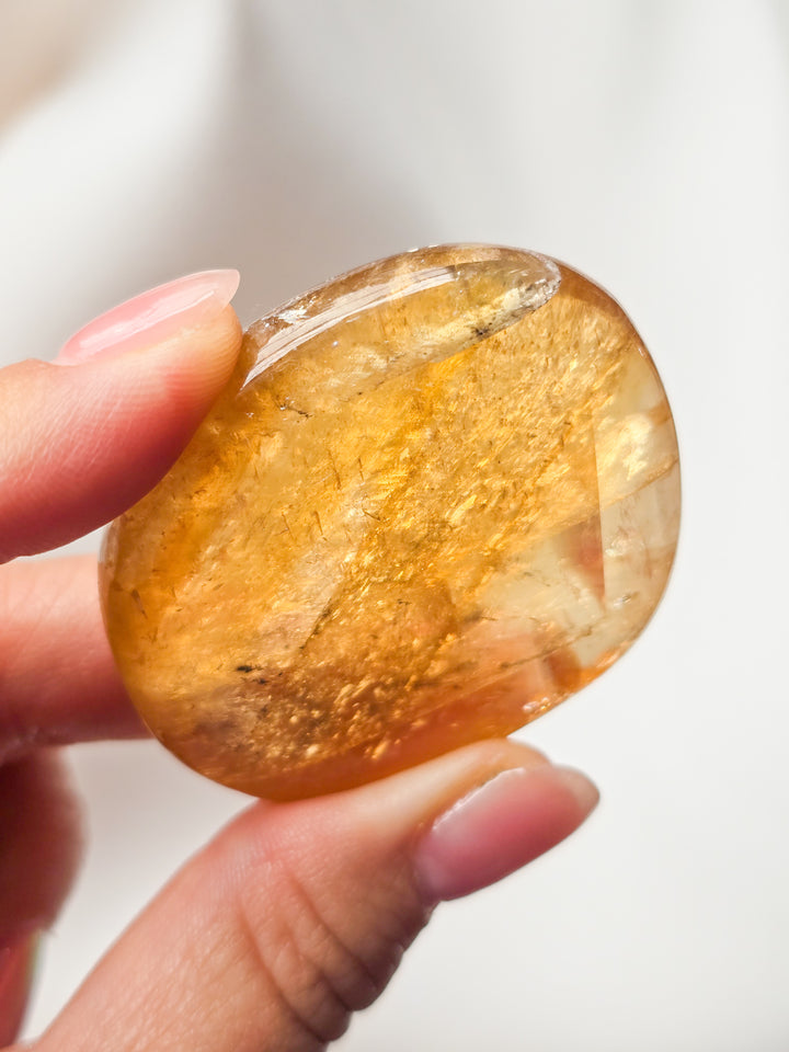 Honey Optical Calcite Flat Stone