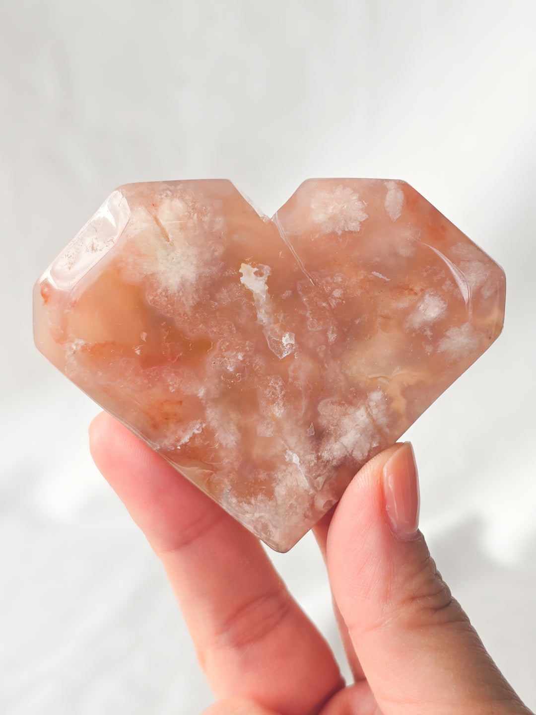 You Pick, Faceted Flower Agate Heart