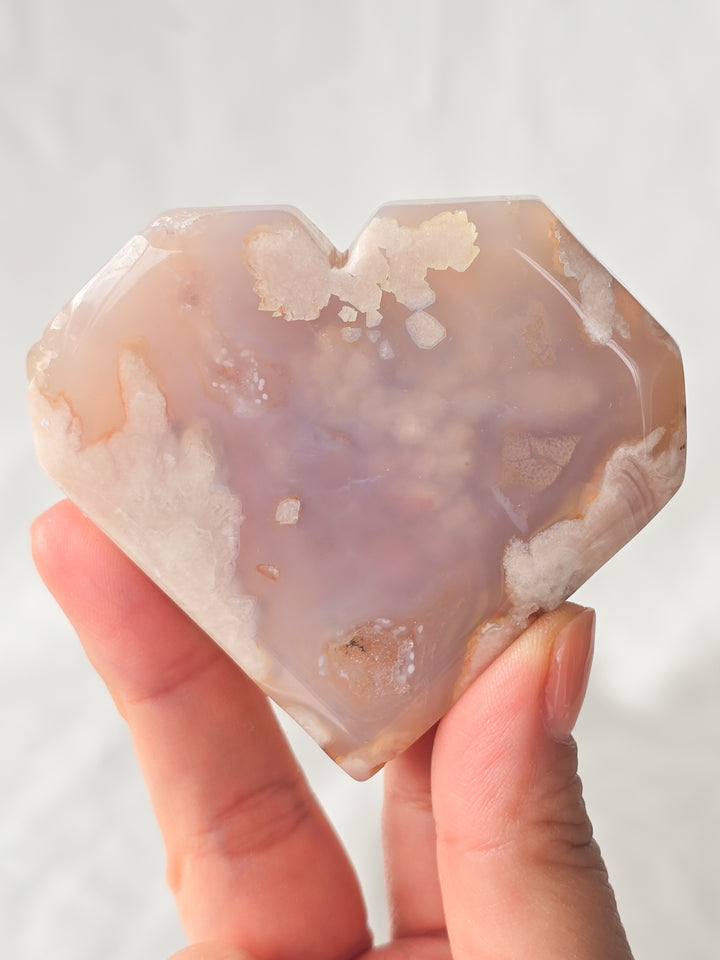 You Pick, Faceted Flower Agate Heart