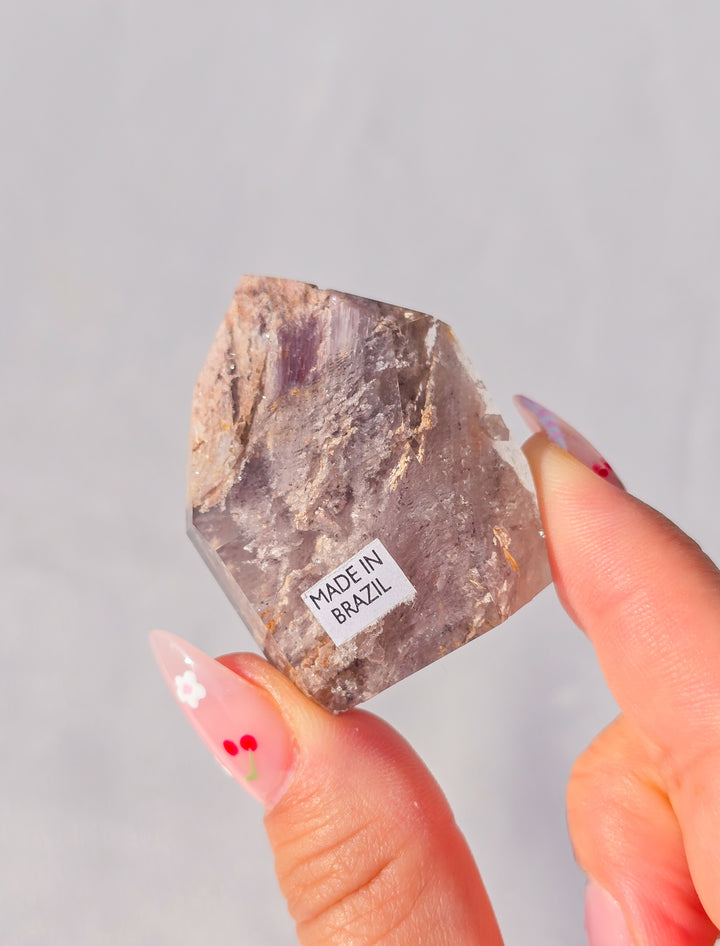 Pink Lithium with Garden Quartz Tower H