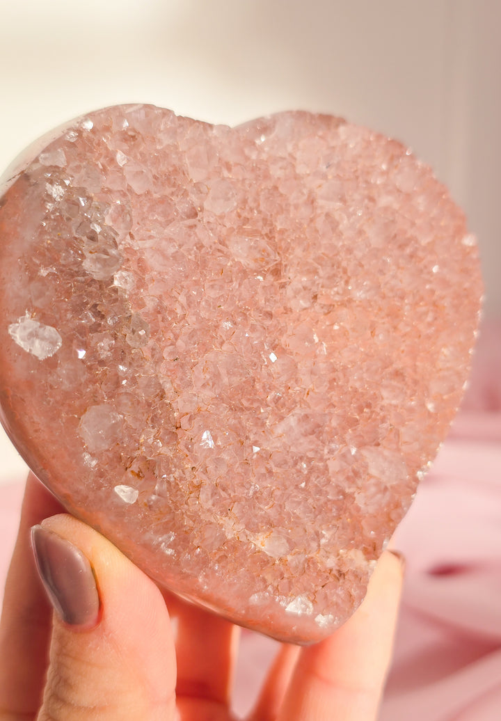 Vintage Rose Pink Rainbow Amethyst Heart d