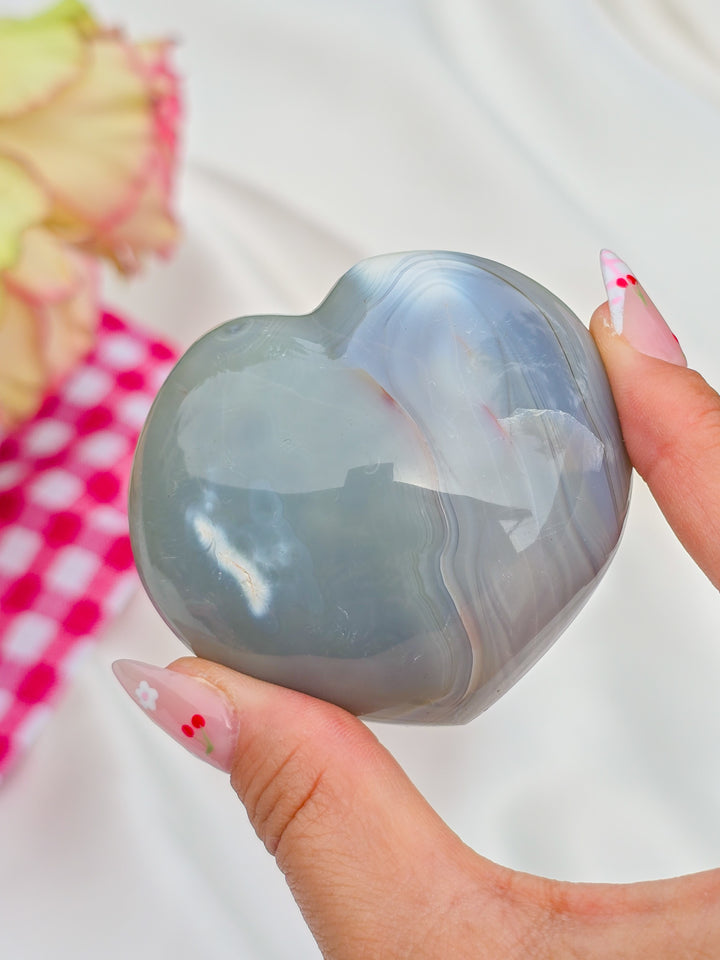 Orca Agate Puffy Heart F