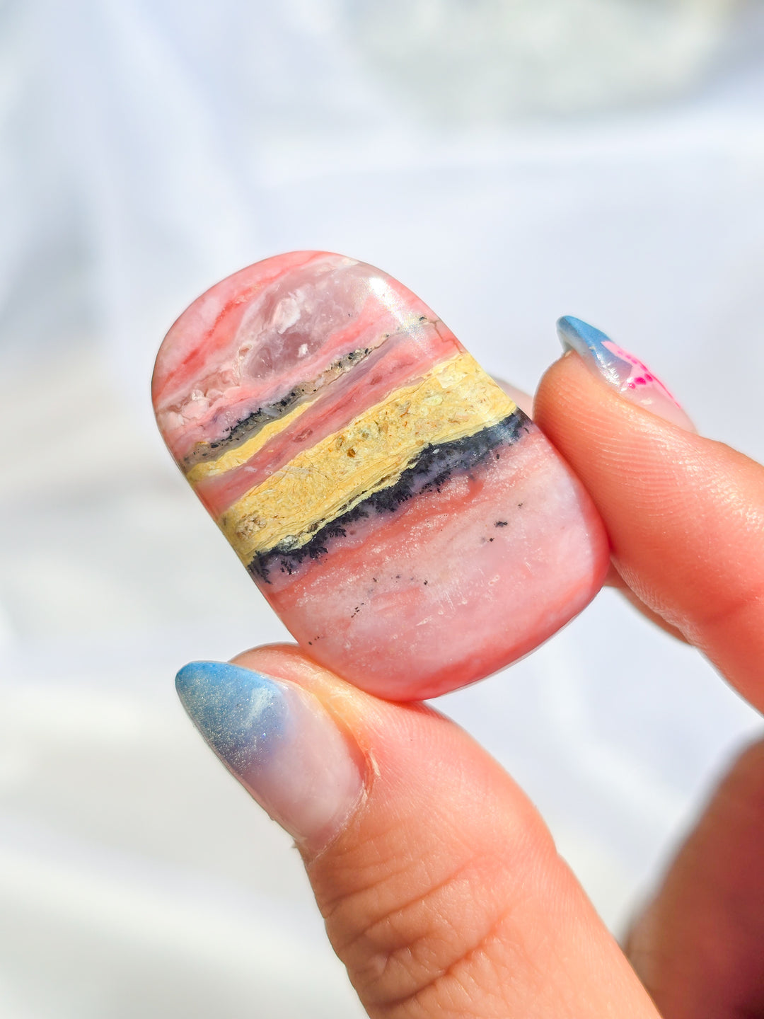 Strawberry 🍓 and Lime Opal Sorbet Palm Stone.